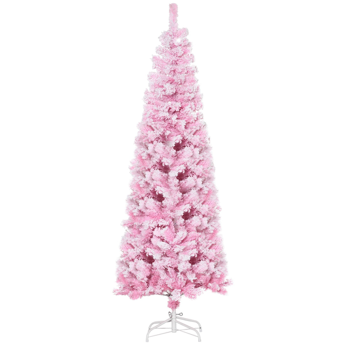 Pink Snow-Flocked 6 ft Pencil Christmas Tree