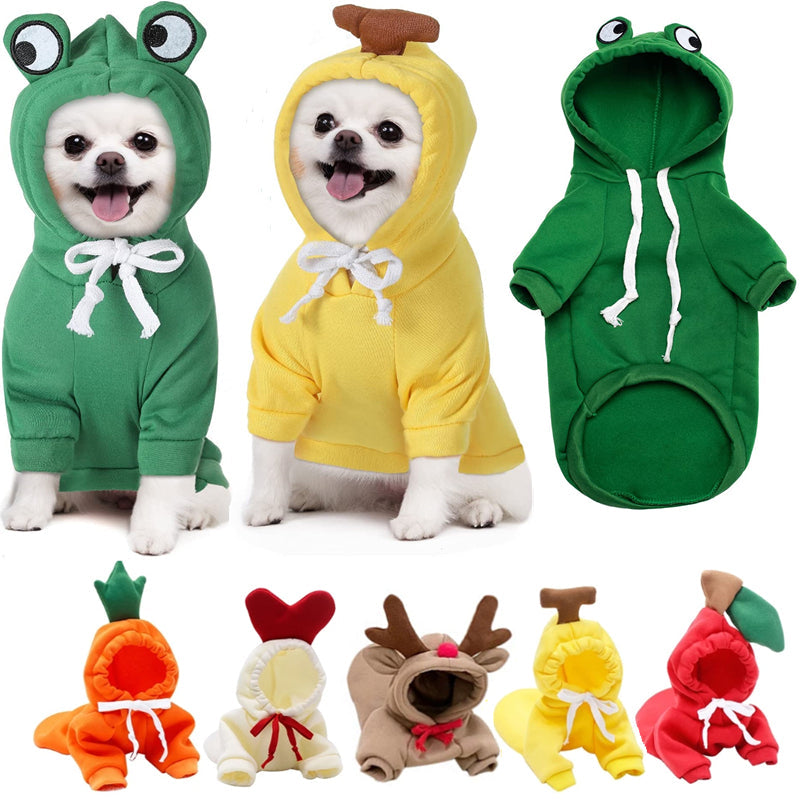 Fruit-Print Fleece Dog Hoodie for Small Dogs & Puppies