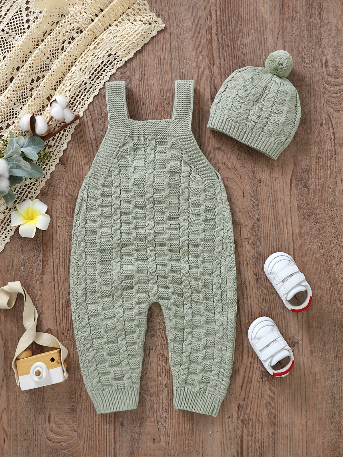 DOVFANNY Baby Sleeveless Knit Jumpsuit Outfit