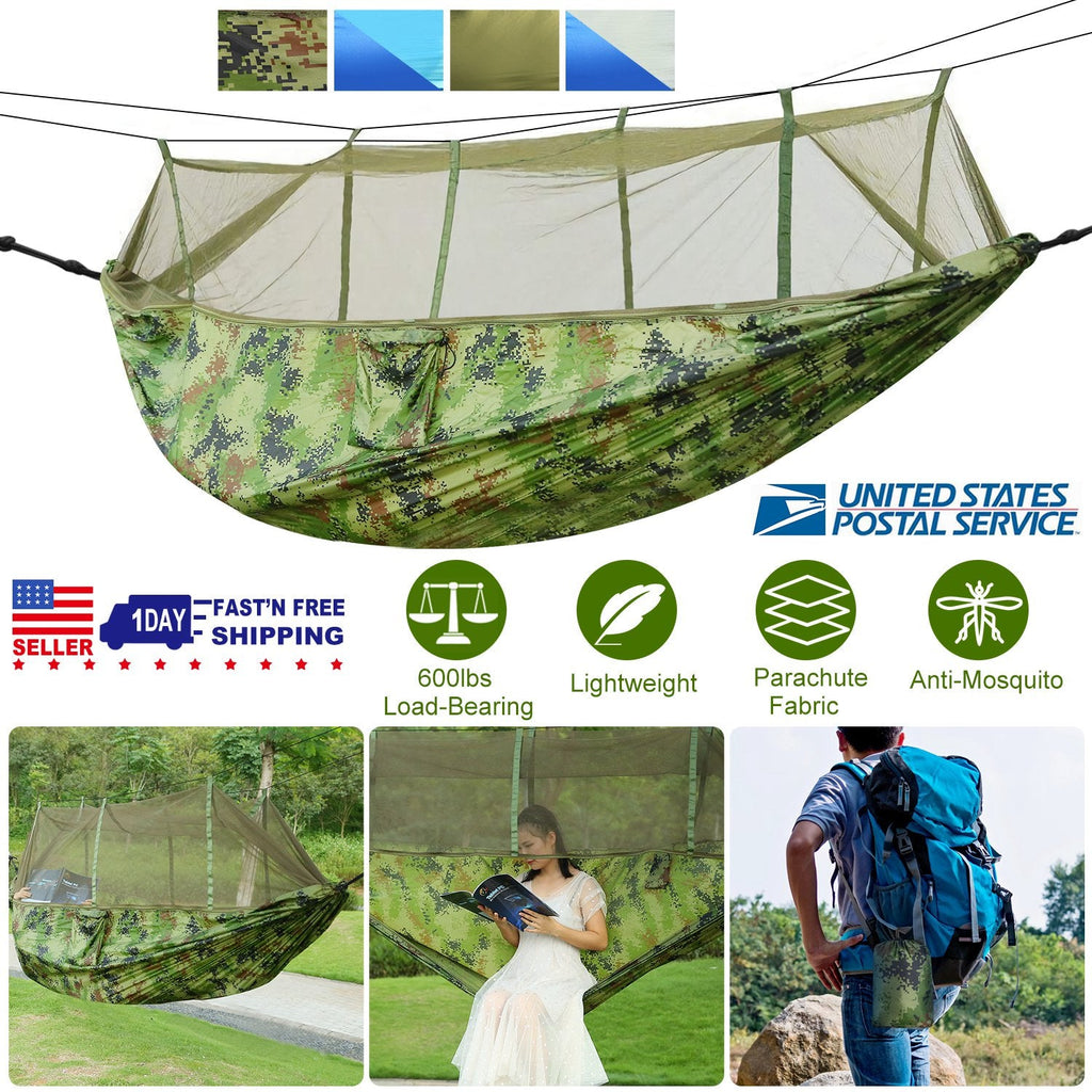 2-Person Camping Hammock with Mosquito Net — 600 lb Capacity
