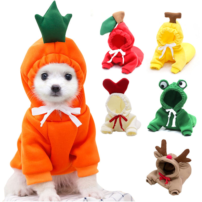 Fruit-Print Fleece Dog Hoodie for Small Dogs & Puppies