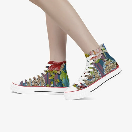 Jacki Easlick Tiger Flower High-Top Canvas Sneakers