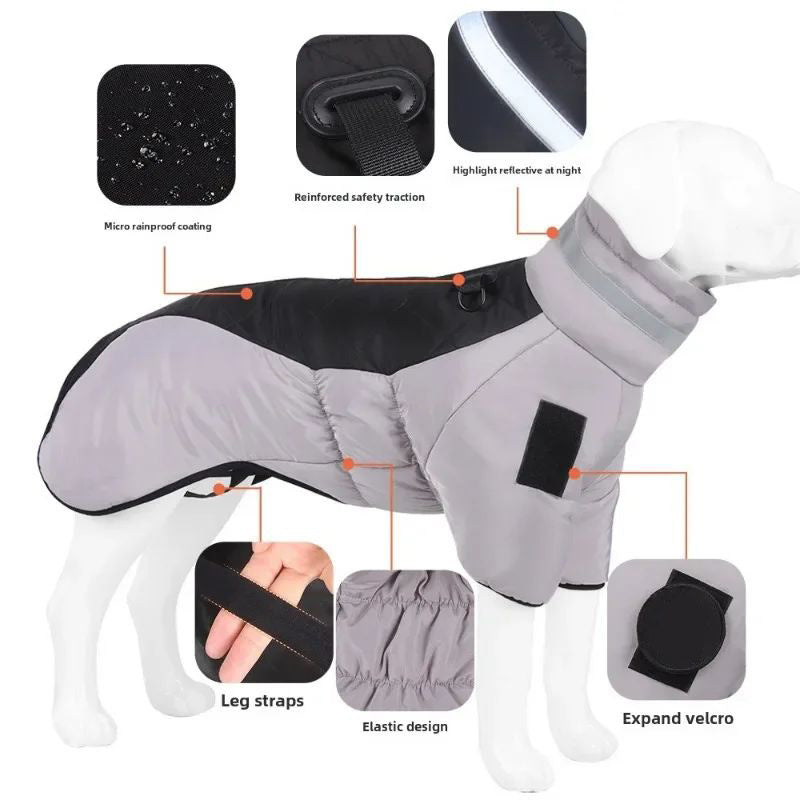 Reflective Waterproof Winter Dog Jacket for Large Breeds