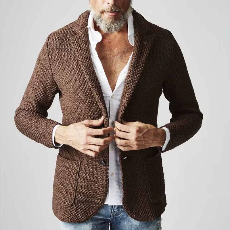 Men's Lapel-Collar Knit Cardigan Jacket