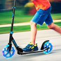 Blue Folding Kick Scooter with LED Wheels