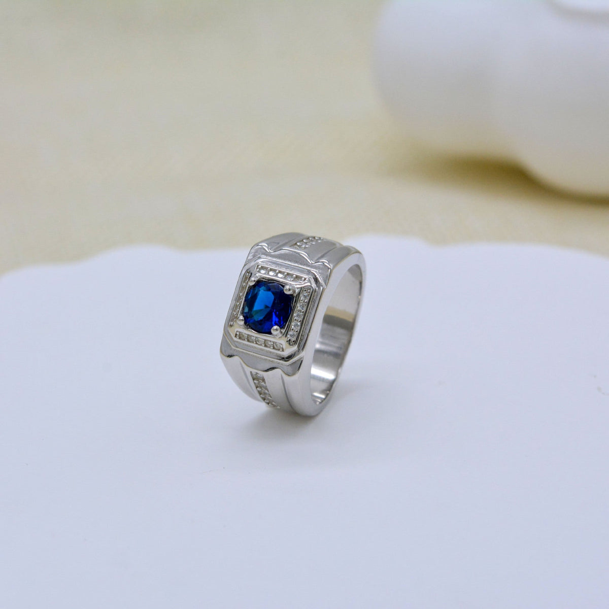 925 Sterling Silver Blue Gemstone Ring