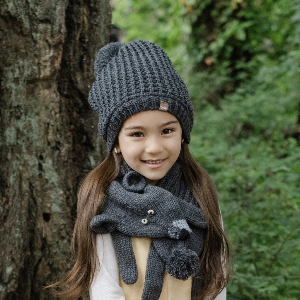 Girls’ Fleece-Lined Textured Knit Slouchy Beanie, Ages 5–12