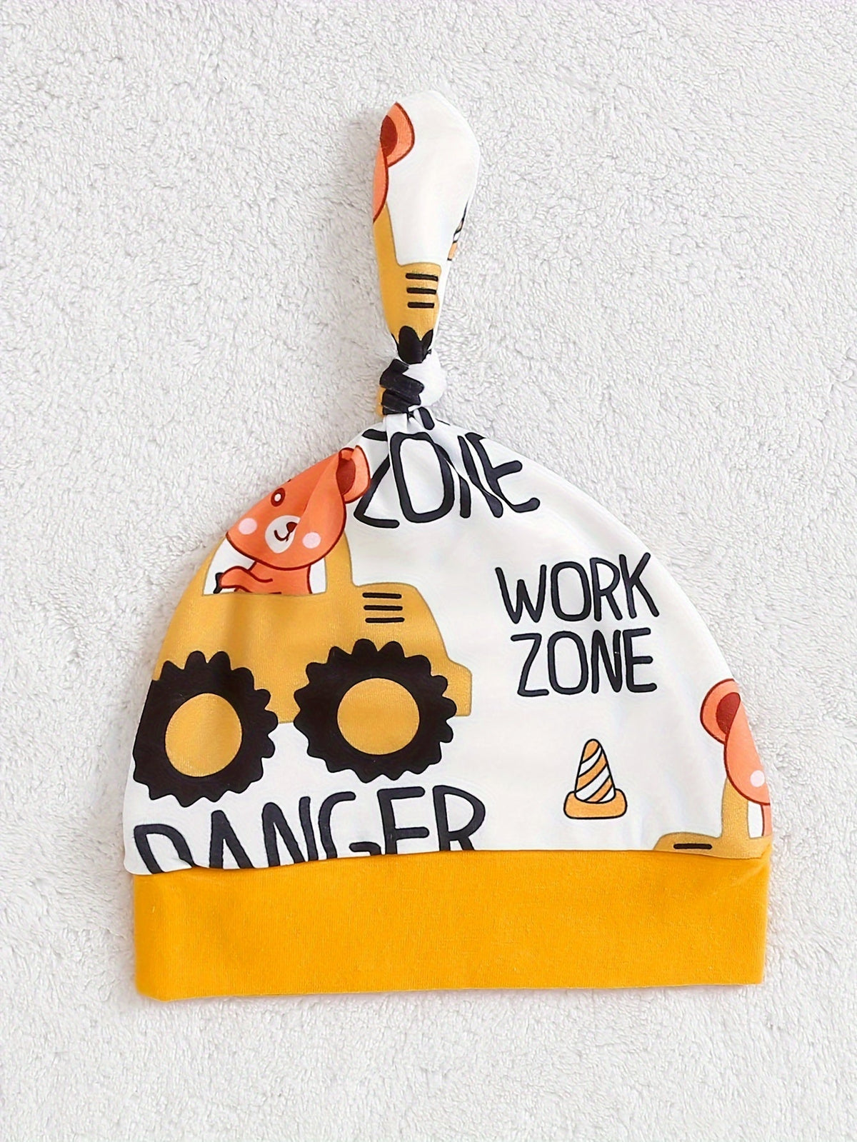 Baby Bear & Excavator Knit Romper, Pants & Beanie Set