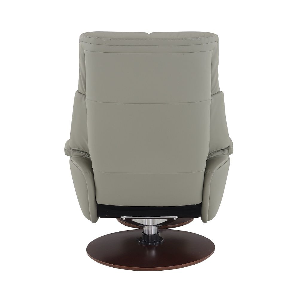 Kandoro - Motion Accent Chair With Swivel & Ottoman - Gray Leather & Brown Base
