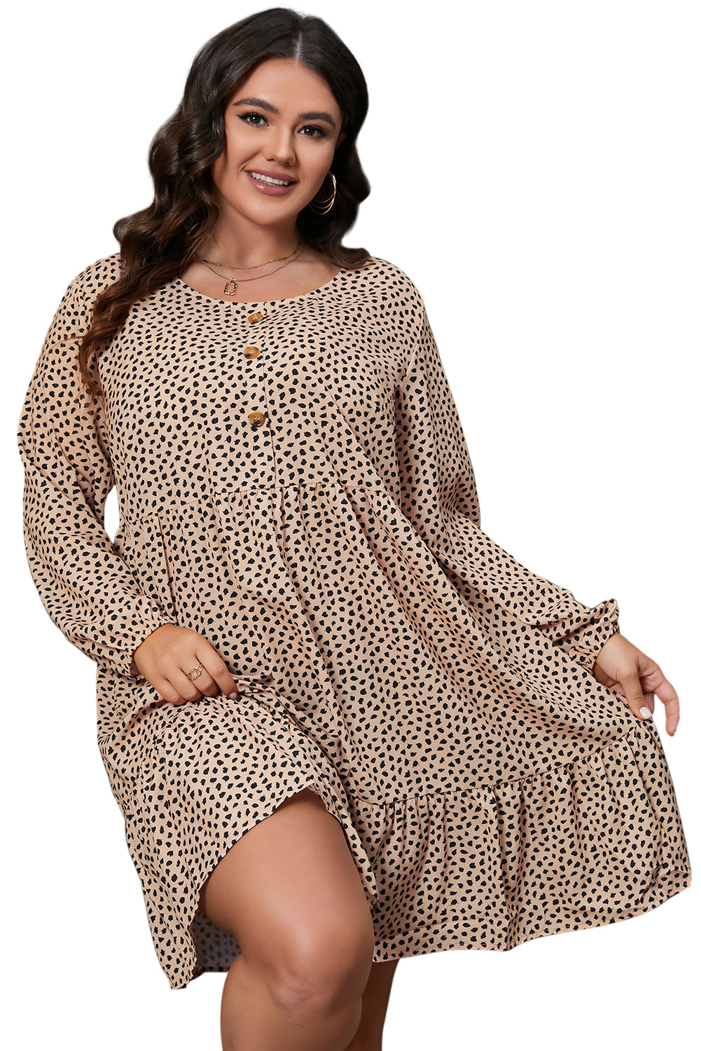 Women's Plus Size Leopard-Print Tiered Dress