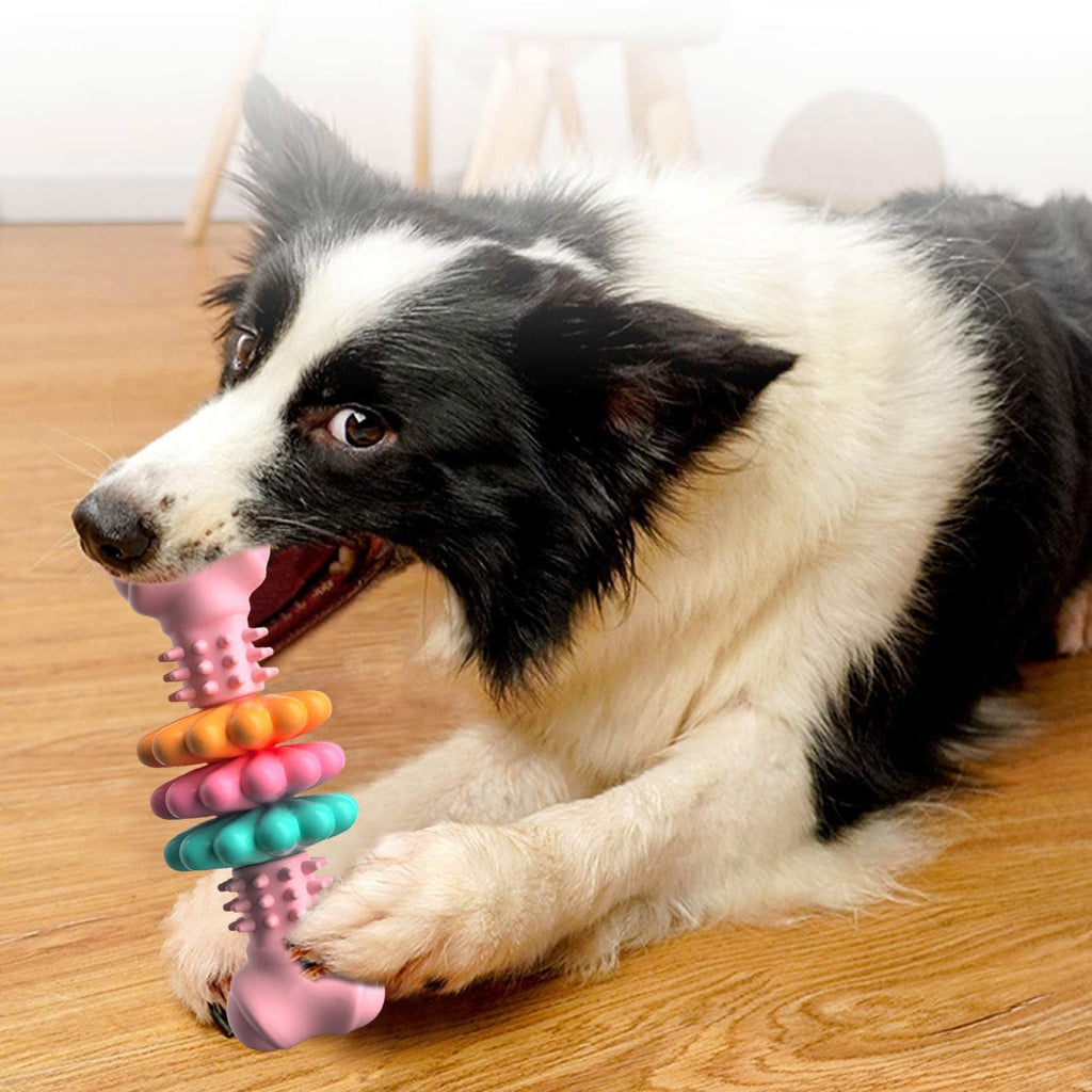 Dog Chew Toy Dog Bone Type Dogs Teeth Cleaning Toys Indestructible TPR Bone Chewing Bite Resistant Teething