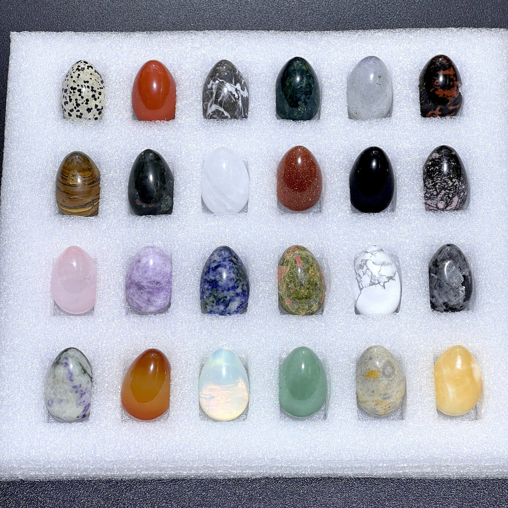 Assorted Gemstone Decorative Eggs — Set of 24