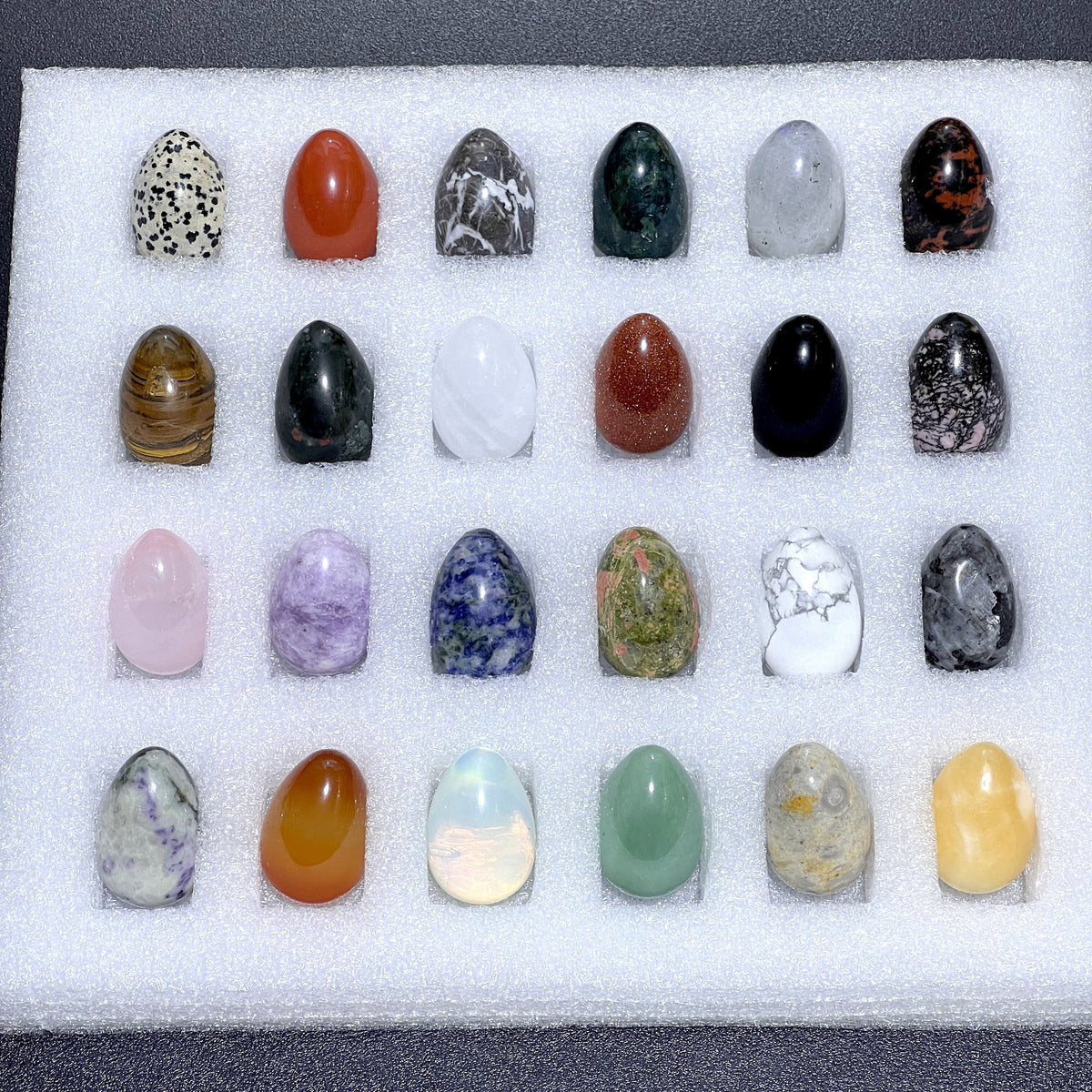 Assorted Gemstone Decorative Eggs — Set of 24