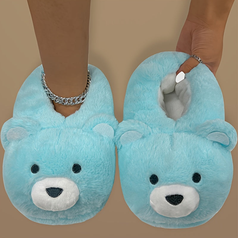 Polar Bear Plush Slippers — Blue & Purple Tie-Dye