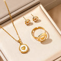 18K Gold-Plated Stainless Steel Heart Jewelry Set