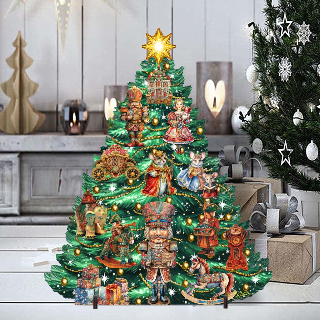 Nutcracker-Themed Christmas Tree Outdoor Indoor Decor Wooden Christmas Decoration by G. Debrekht