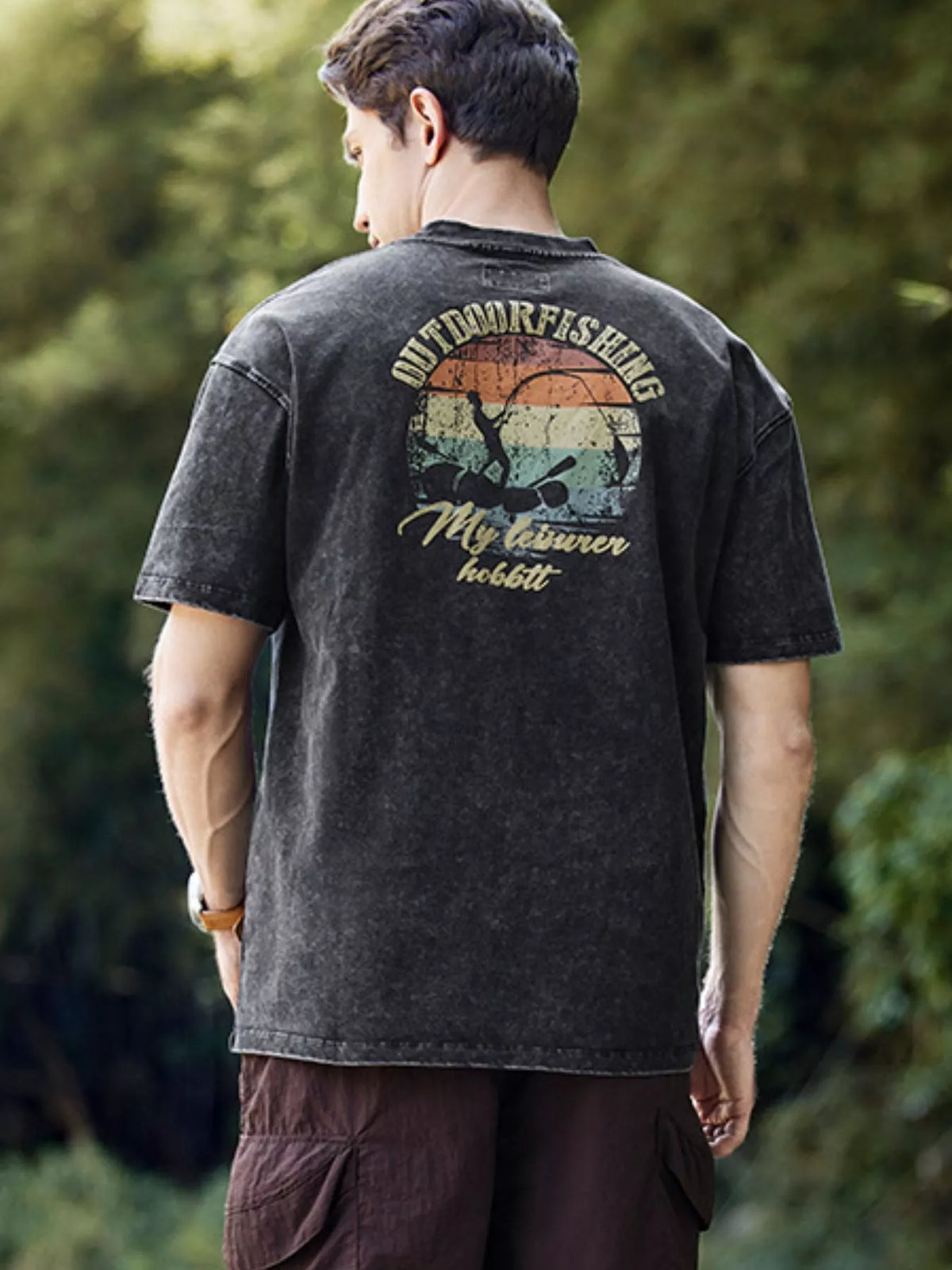 Men's Plus Size Fishing Graphic T-Shirt