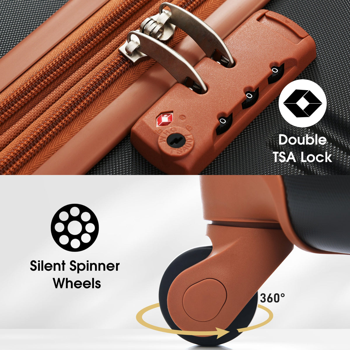 Hardshell Spinner Luggage Set with Travel Bag — 20 & 24 in, TSA Lock