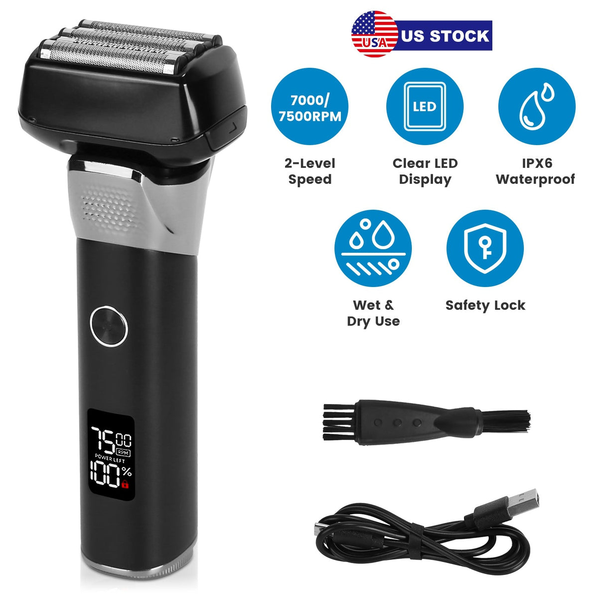 5-Blade Wet & Dry Electric Foil Shaver with LED Display