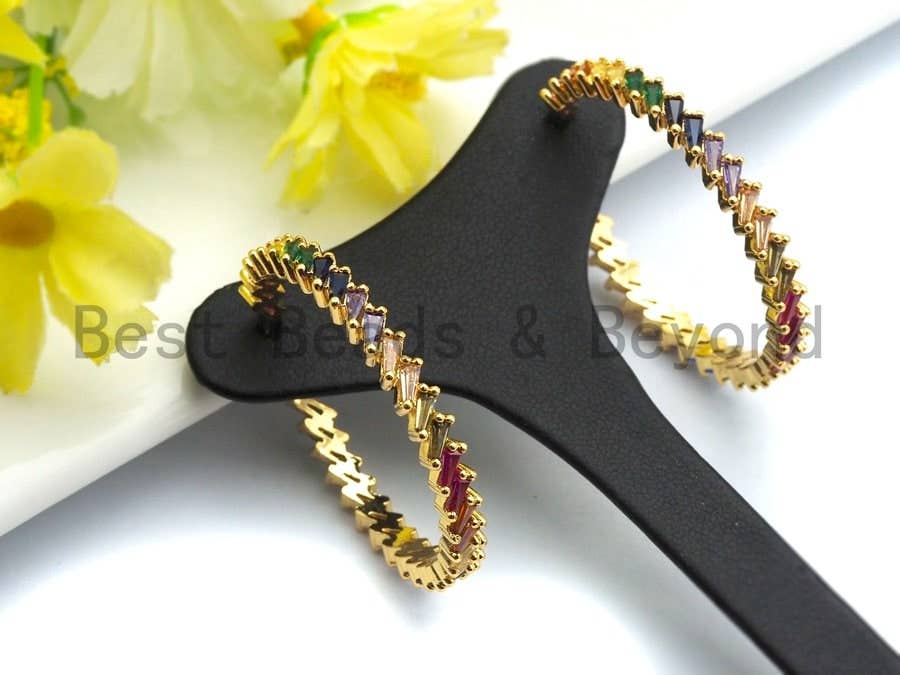 Rainbow Cubic Zirconia Pavé Hoop Earrings
