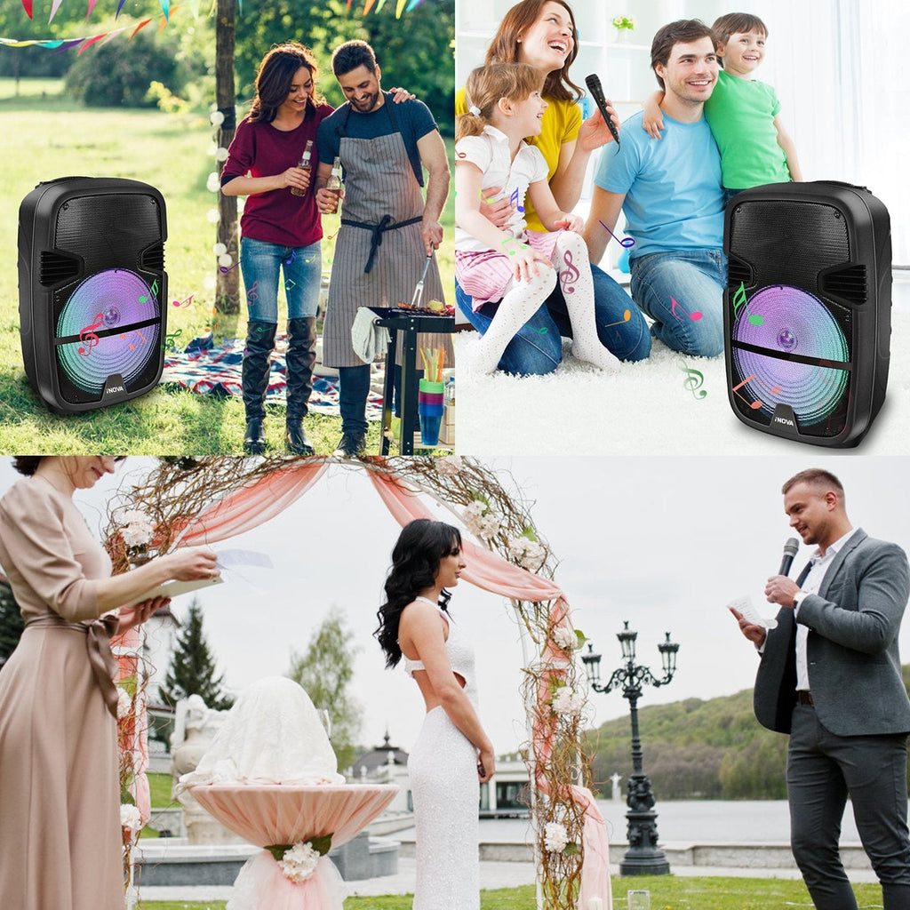 12-Inch Portable Bluetooth PA Karaoke Speaker with Wired Mic