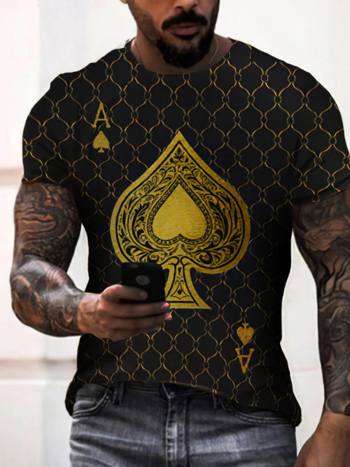Men's Plus Size Ace of Spades T-Shirt – S–5XL