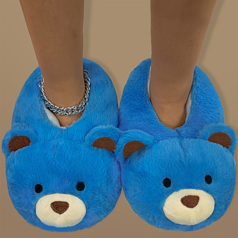 Polar Bear Plush Slippers — Blue & Purple Tie-Dye