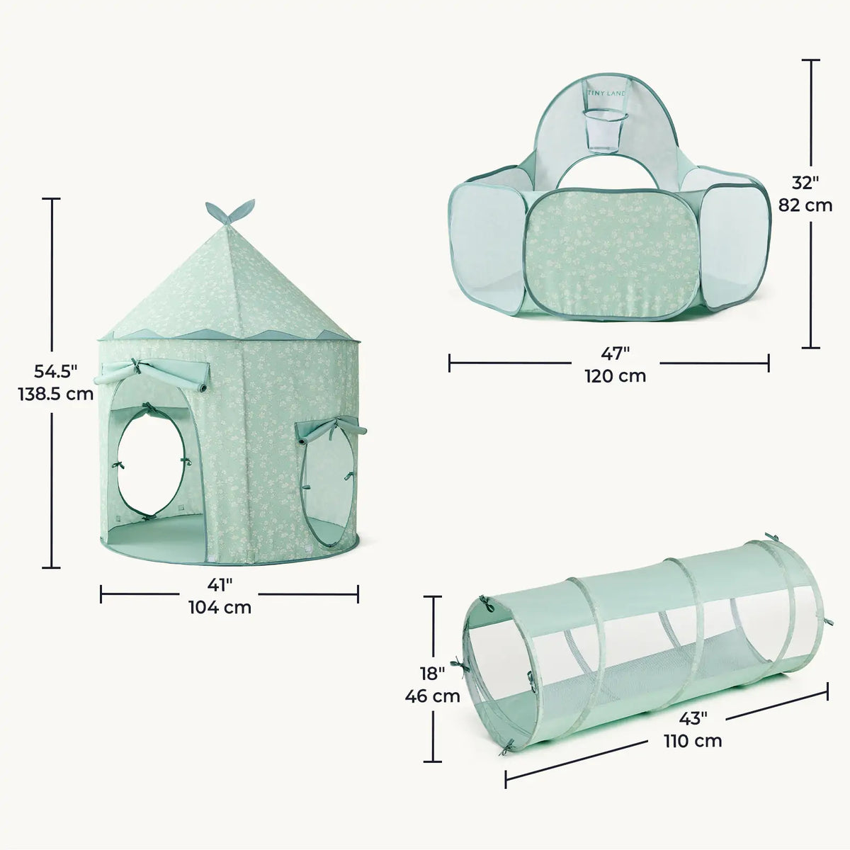 Tiny Land Compact Adventure 3-in-1 Play Tunnel Set — Balls Not Included