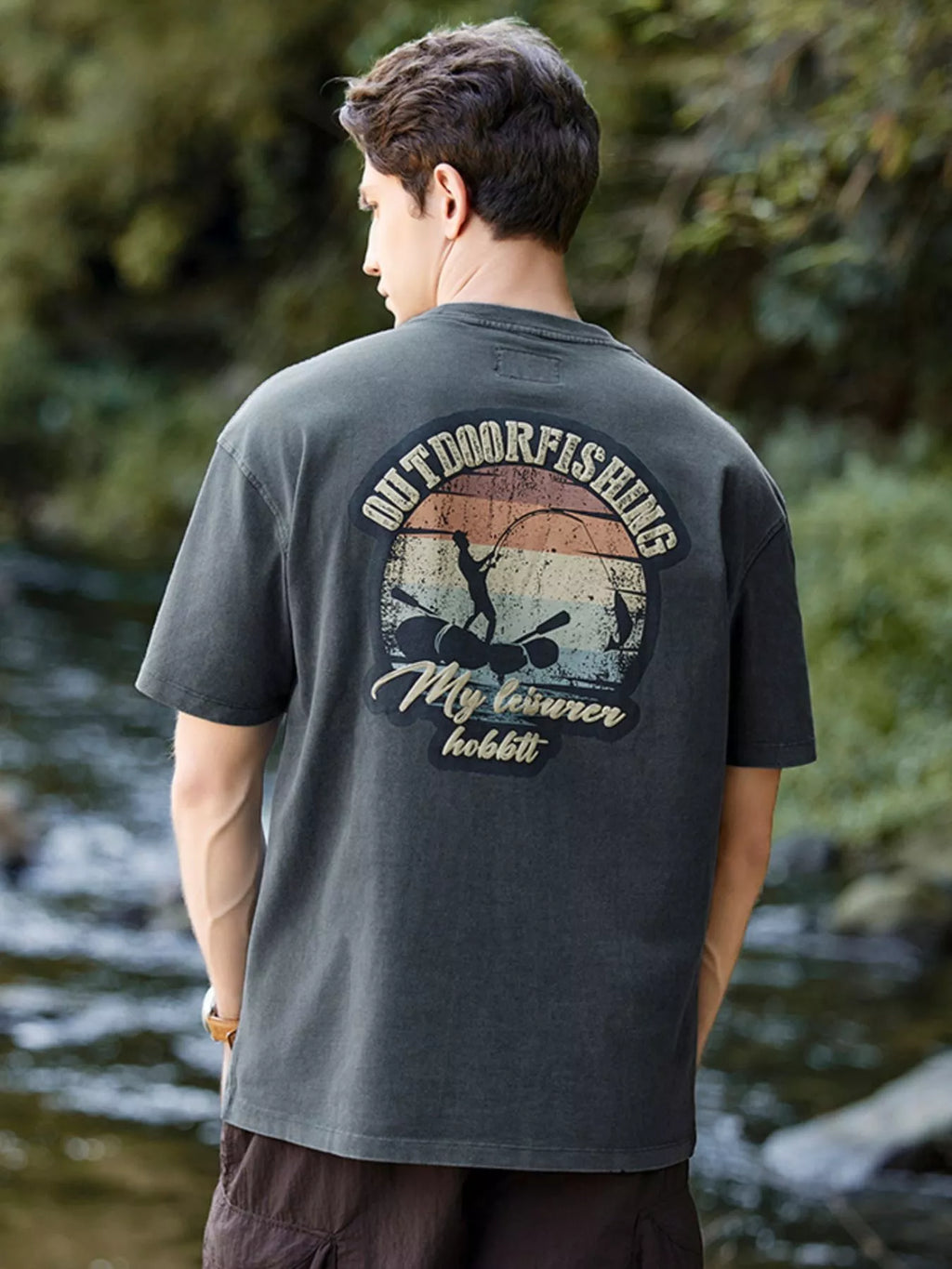 Men's Plus Size Fishing Graphic T-Shirt