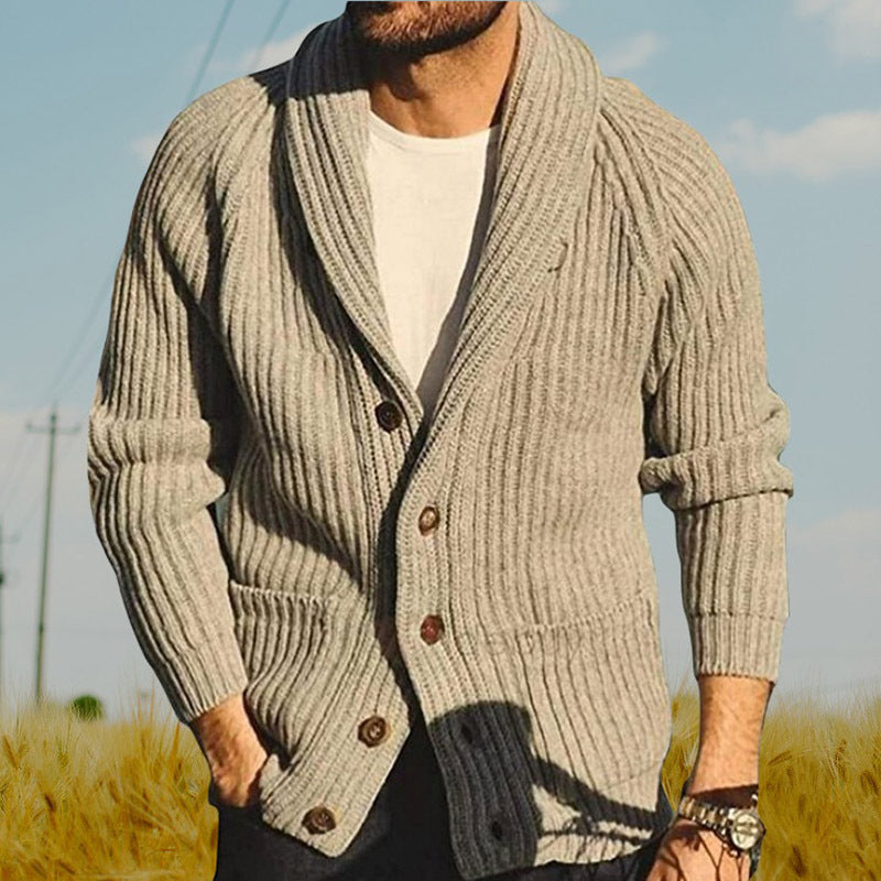 Men's Button-Front Cardigan with Pockets