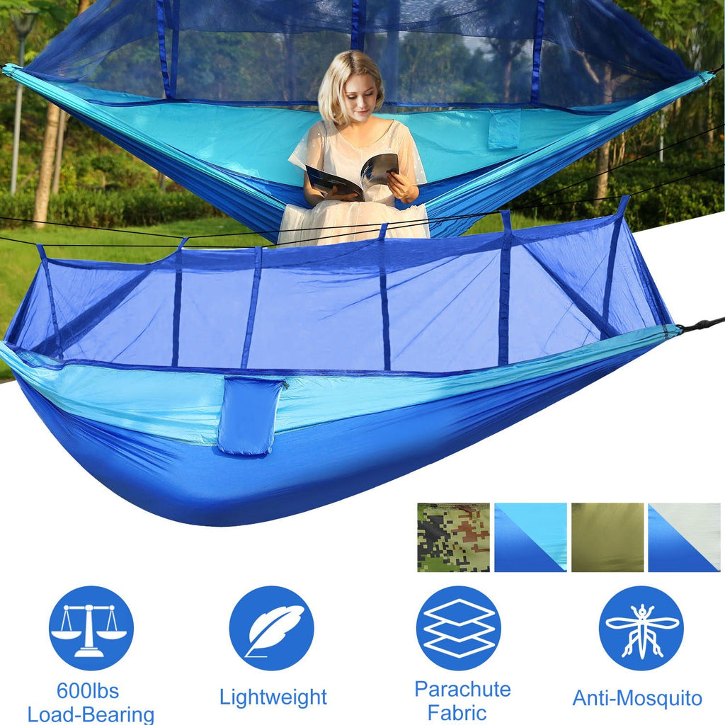 2-Person Camping Hammock with Mosquito Net — 600 lb Capacity