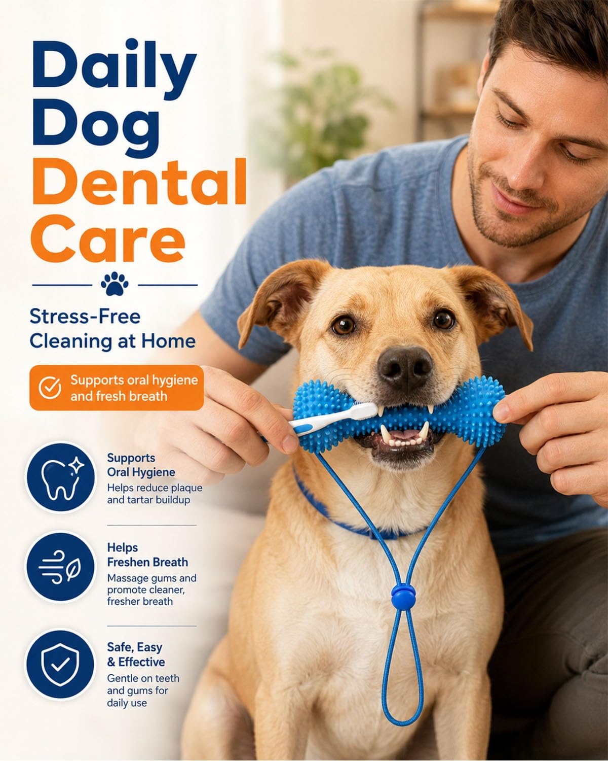 Dual-Action Canine Dental Prop, Bite And Brush Dental Toy For Dogs