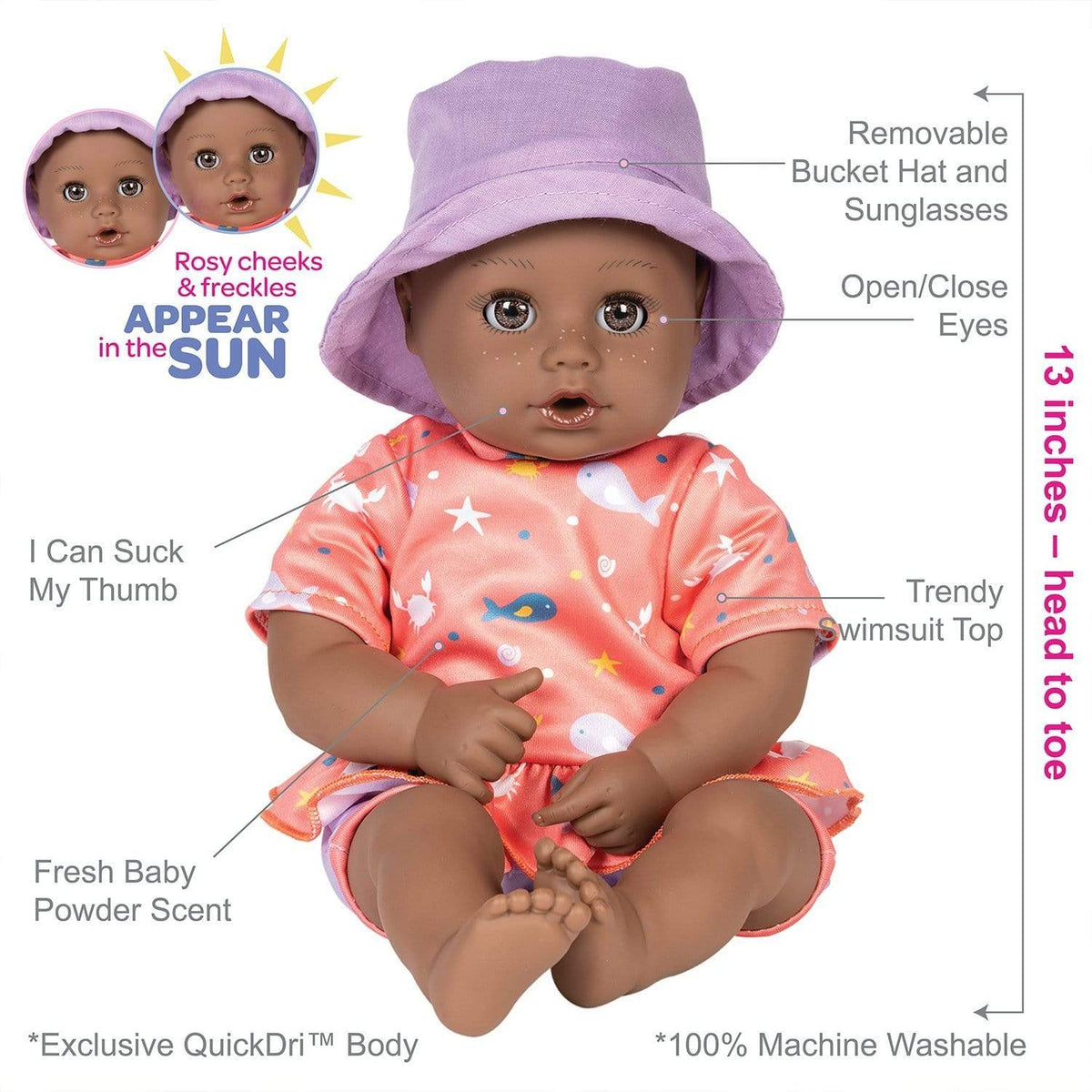 Adora Beach Baby Piper African American Doll