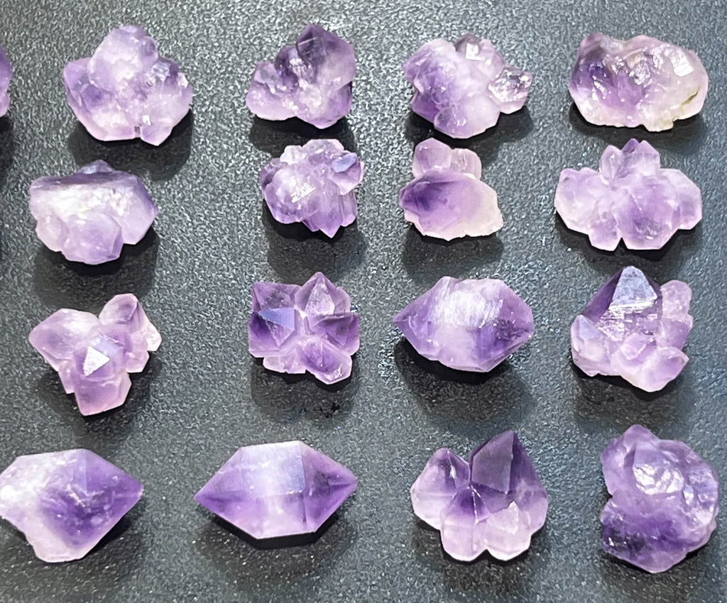 Raw Amethyst Crystal Mini Clusters — Set of 3