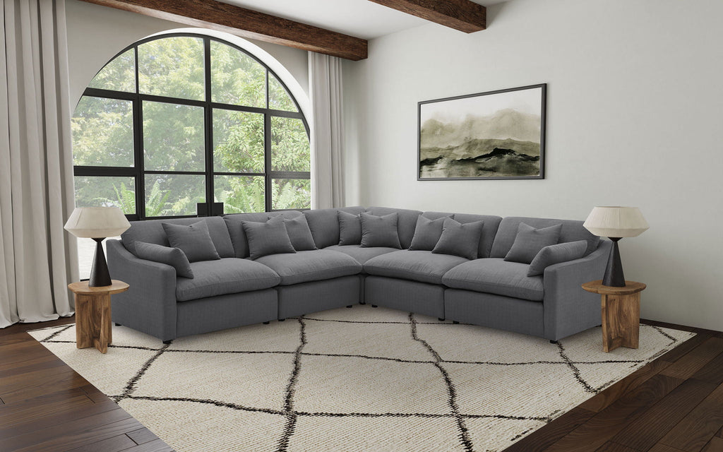 Hobson 5-piece Upholstered Modular Sectional Sofa Charcoal