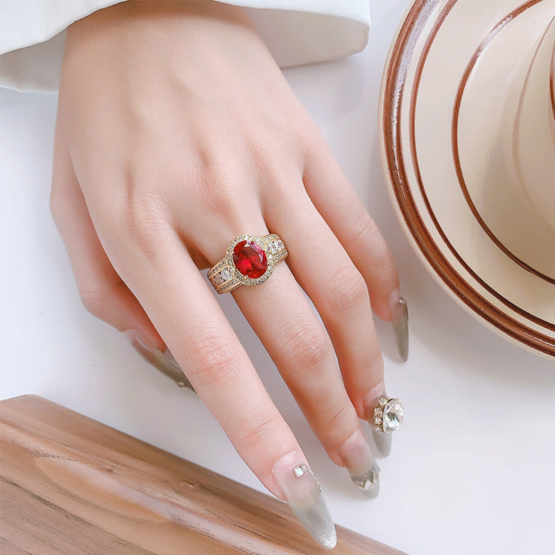 18K Gold-Plated Colorful Stone Statement Ring
