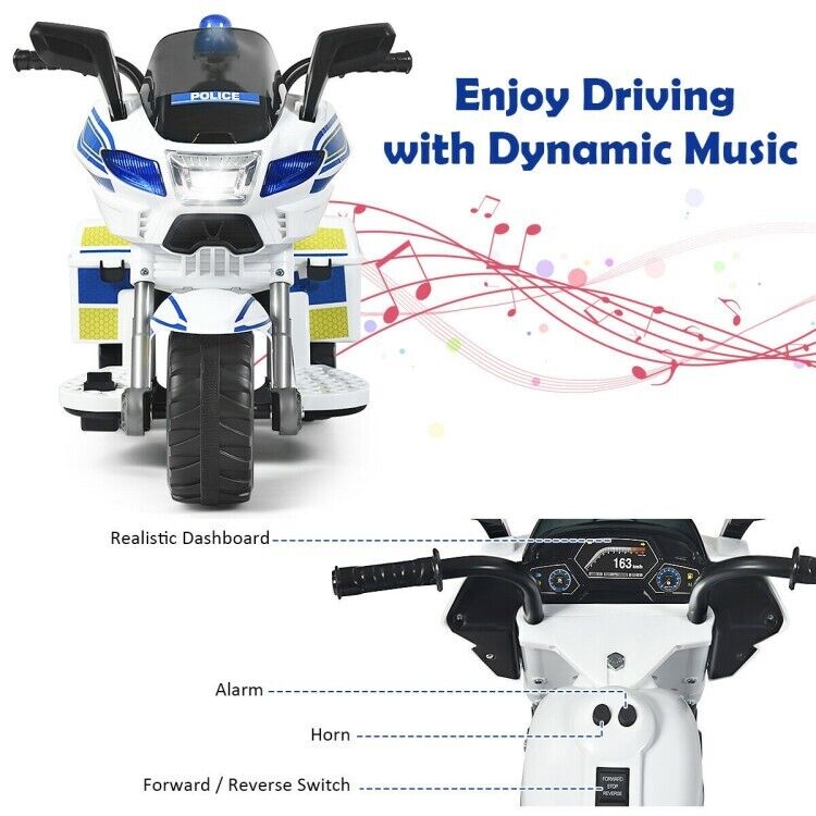 Kids' Electric Police Motorcycle Ride-On
