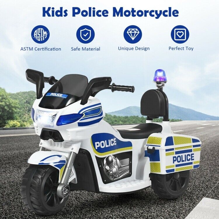 Kids' Electric Police Motorcycle Ride-On