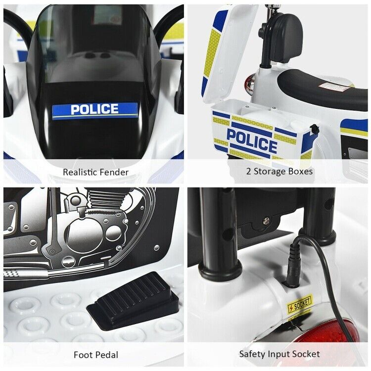 Kids' Electric Police Motorcycle Ride-On