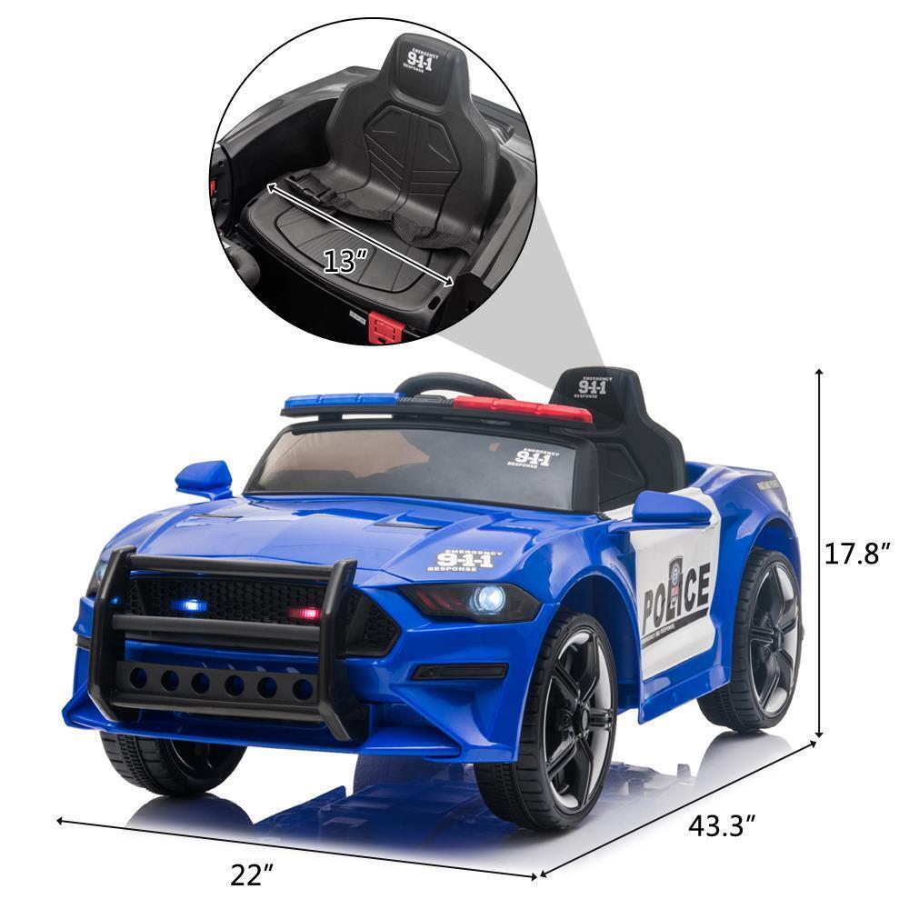 Kids' Electric Police SUV – Blue, Two Speeds