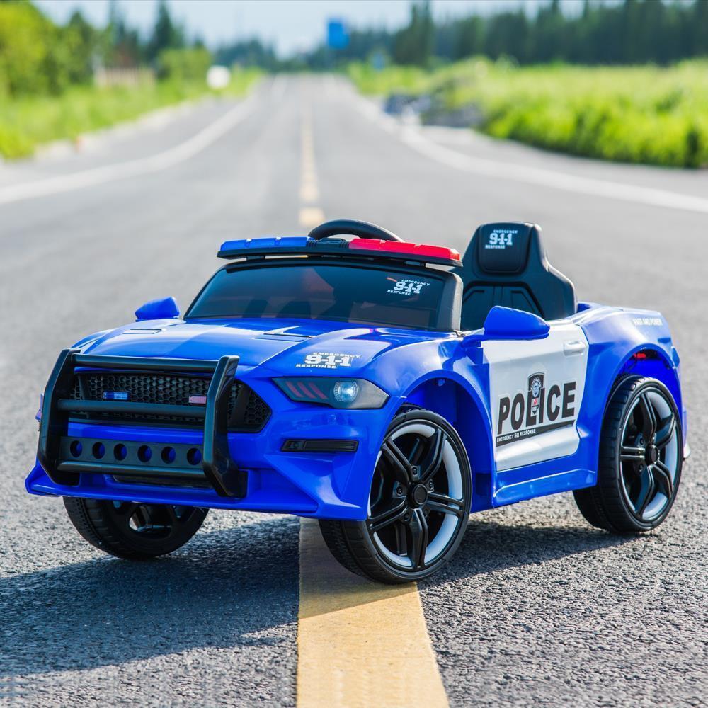 Kids' Electric Police SUV – Blue, Two Speeds