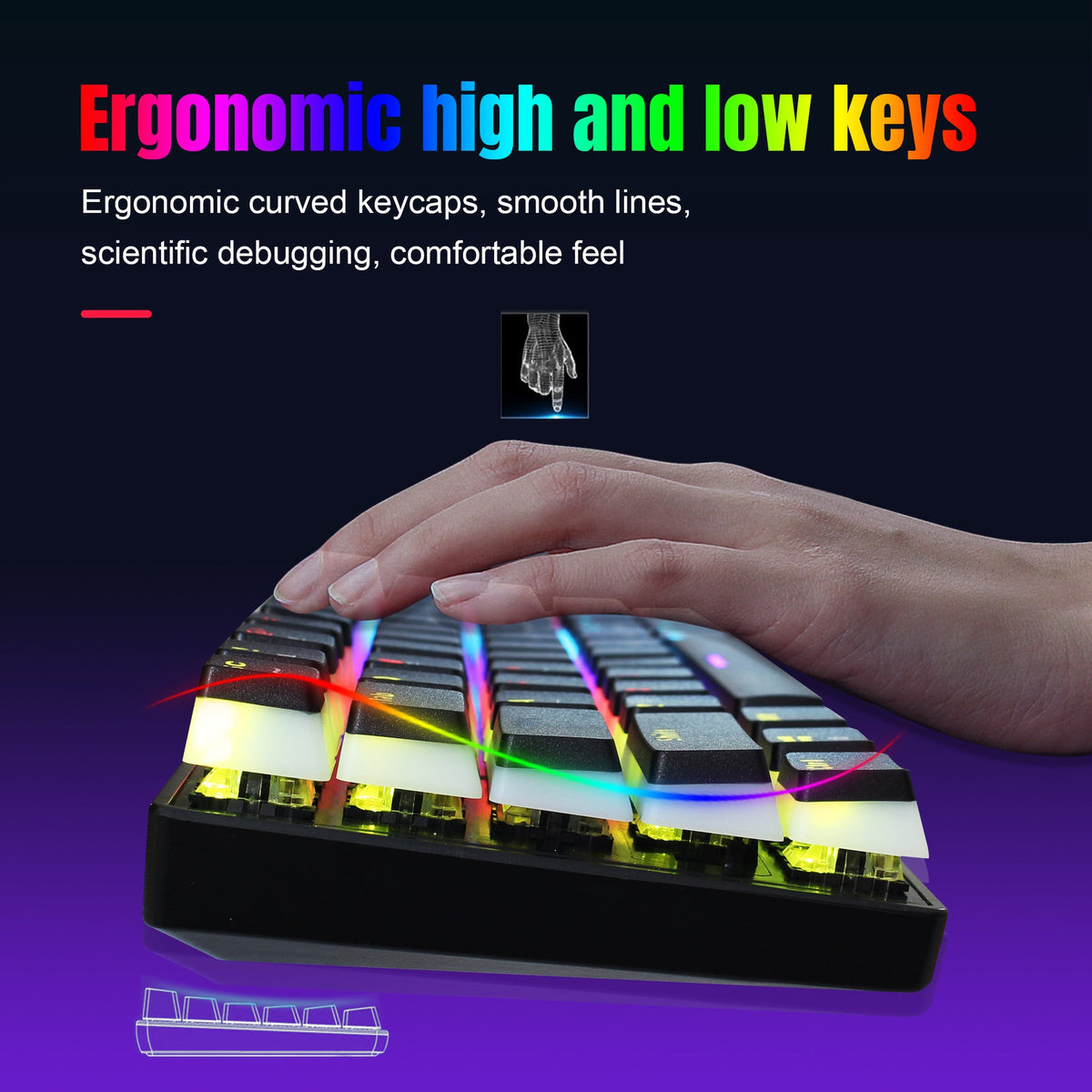 HXSJ L700 61-Key Wired Mechanical Keyboard with Backlighting