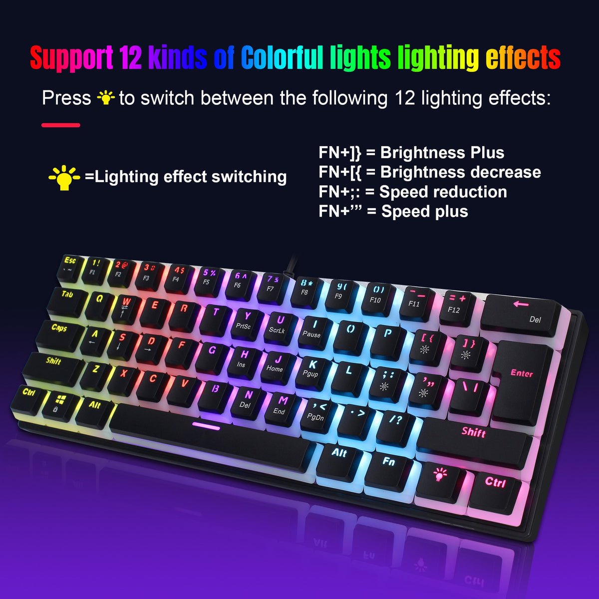 HXSJ L700 61-Key Wired Mechanical Keyboard with Backlighting