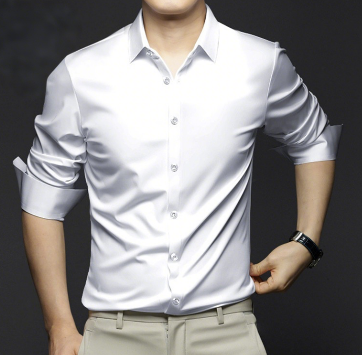 Men's Wrinkle-Resistant Polyester Dress Shirt