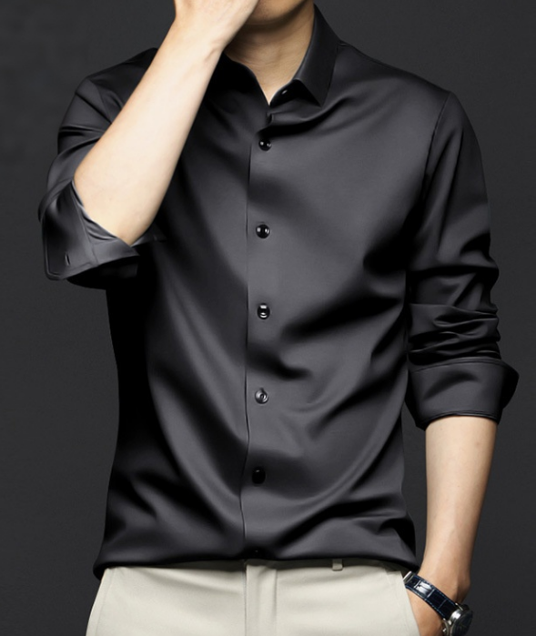 Men's Wrinkle-Resistant Polyester Dress Shirt