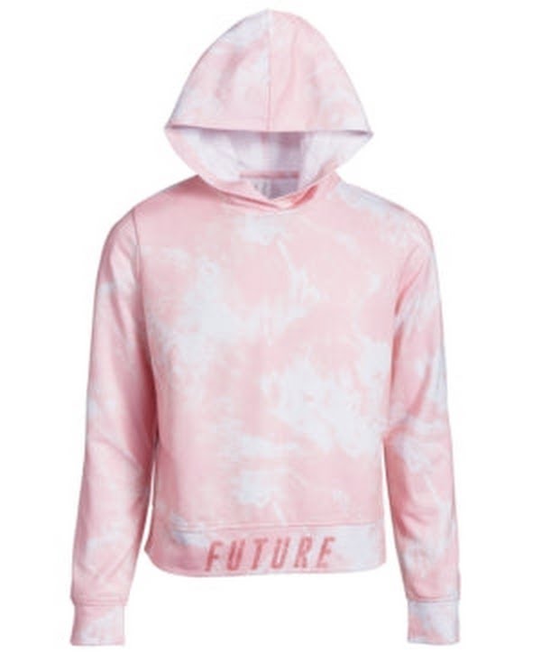 Ideology Girls' Pink Tie-Dye Pullover Hoodie – M