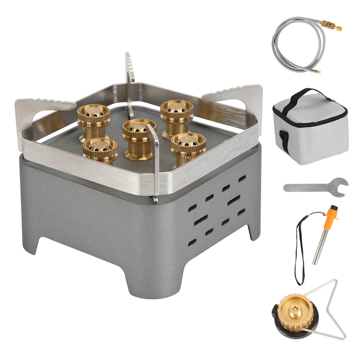12,000W Portable Camping Stove with Cassette Adapter & Carry Case
