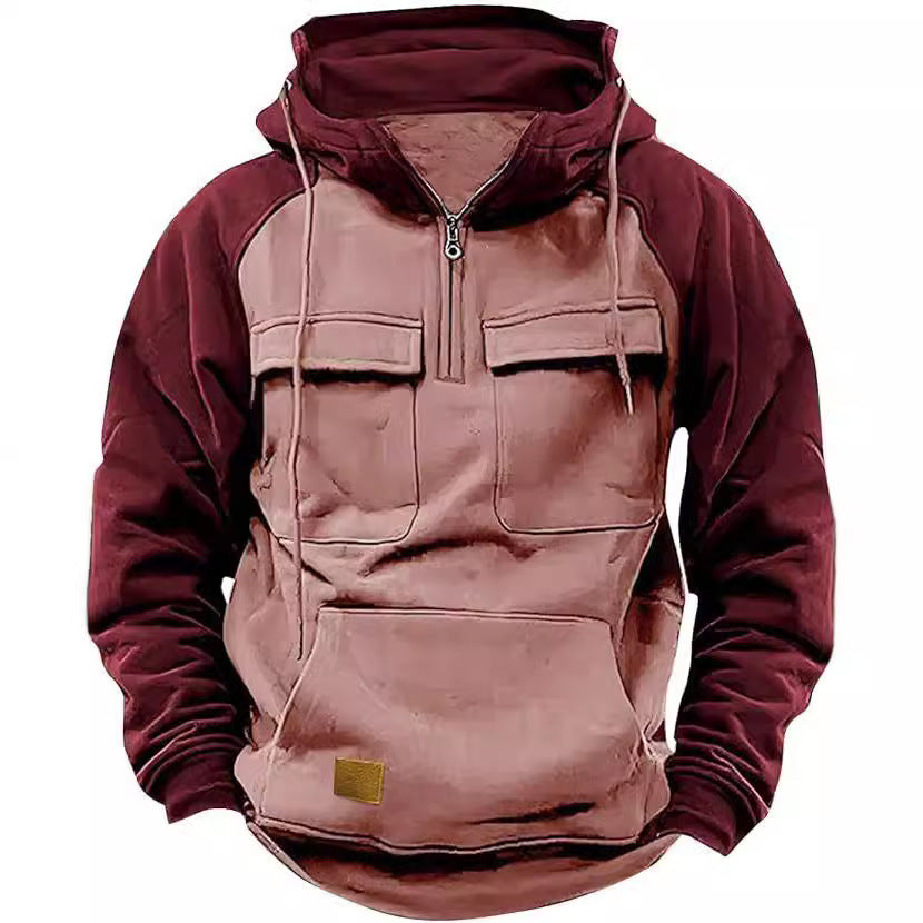 Men's Fleece Cargo Half-Zip Hoodie