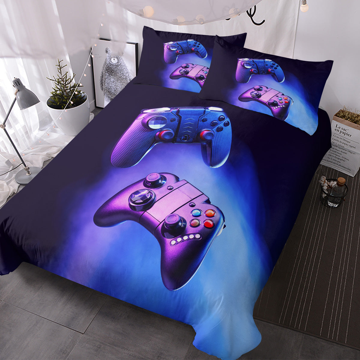 Gamer Gamepad Duvet Cover & Pillow Sham Set — 3 Pieces