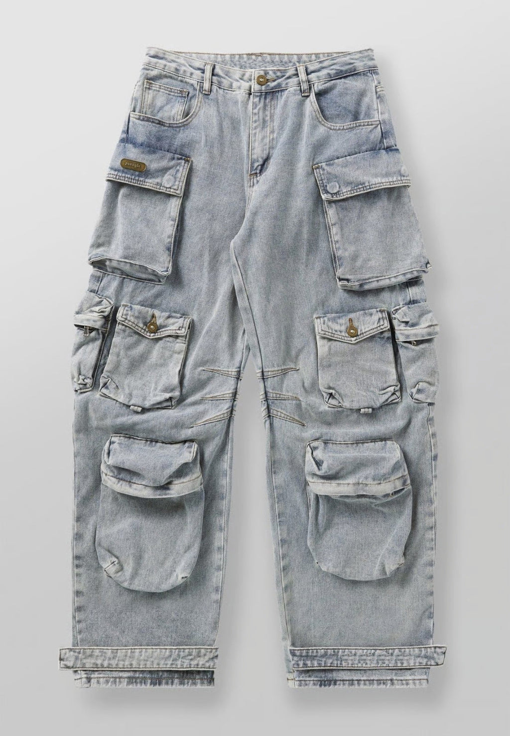 Men's Washed Straight-Leg Multi-Pocket Jeans